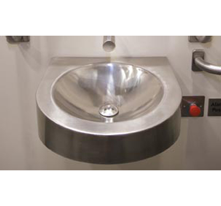 DDA compliant, anti-vandal basin with infra-red, water-saving tap. DDA compliant, anti-vandal basin with infra-red, water-saving tap.